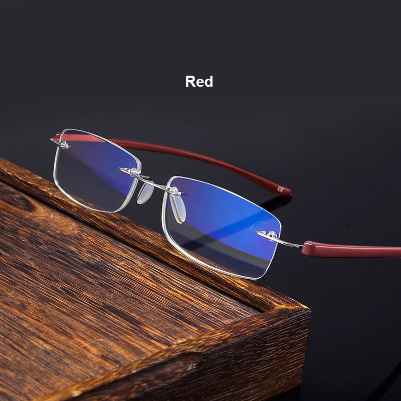 Men TR90 Rimless Reading Glasses Prescription Presbyopic Glasses Women Dioptric Lenses Eyeglasses Blue Light Blcoking Eyewear