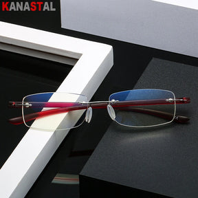Men TR90 Rimless Reading Glasses Prescription Presbyopic Glasses Women Dioptric Lenses Eyeglasses Blue Light Blcoking Eyewear