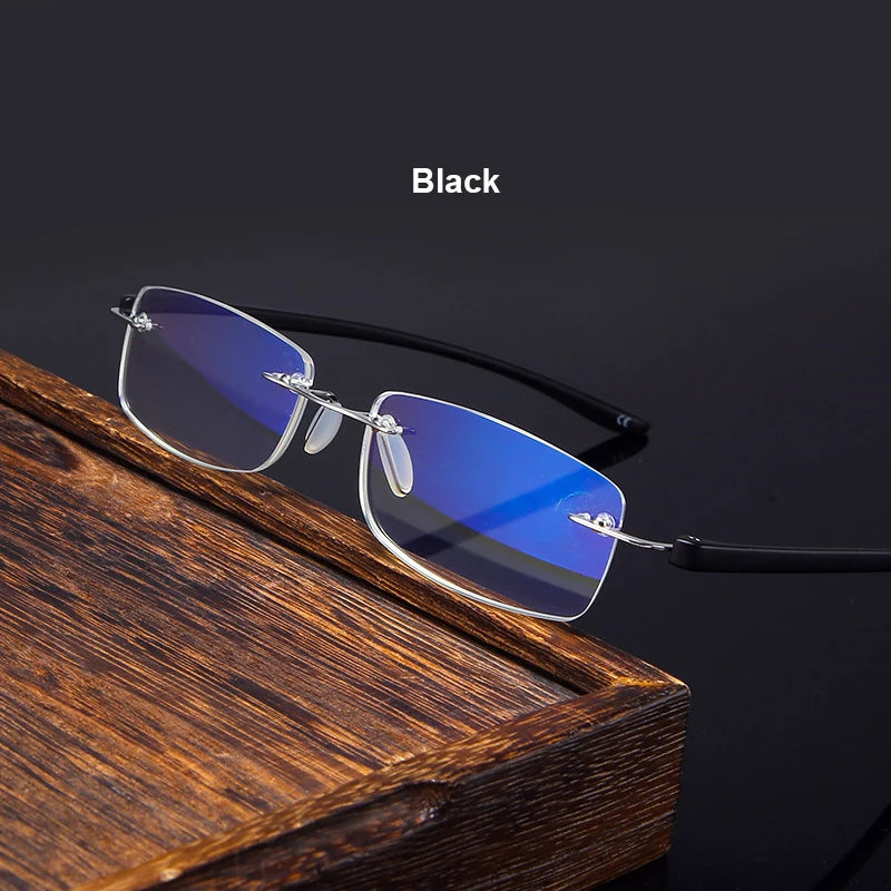 Men TR90 Rimless Reading Glasses Prescription Presbyopic Glasses Women Dioptric Lenses Eyeglasses Blue Light Blcoking Eyewear
