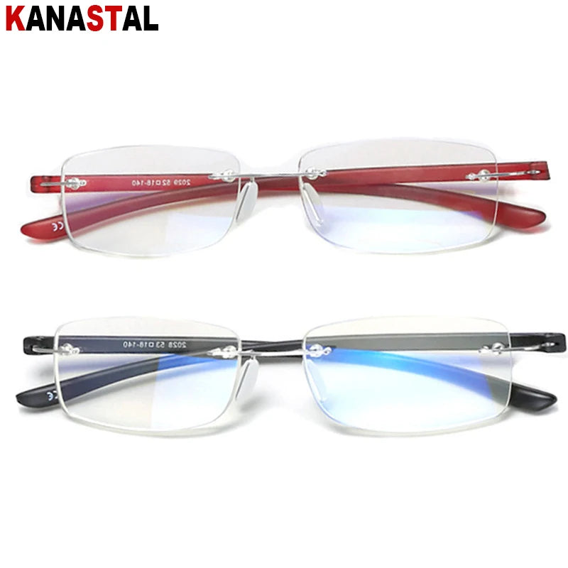 Men TR90 Rimless Reading Glasses Prescription Presbyopic Glasses Women Dioptric Lenses Eyeglasses Blue Light Blcoking Eyewear