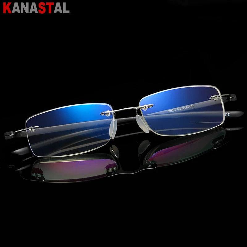 Men TR90 Rimless Reading Glasses Prescription Presbyopic Glasses Women Dioptric Lenses Eyeglasses Blue Light Blcoking Eyewear