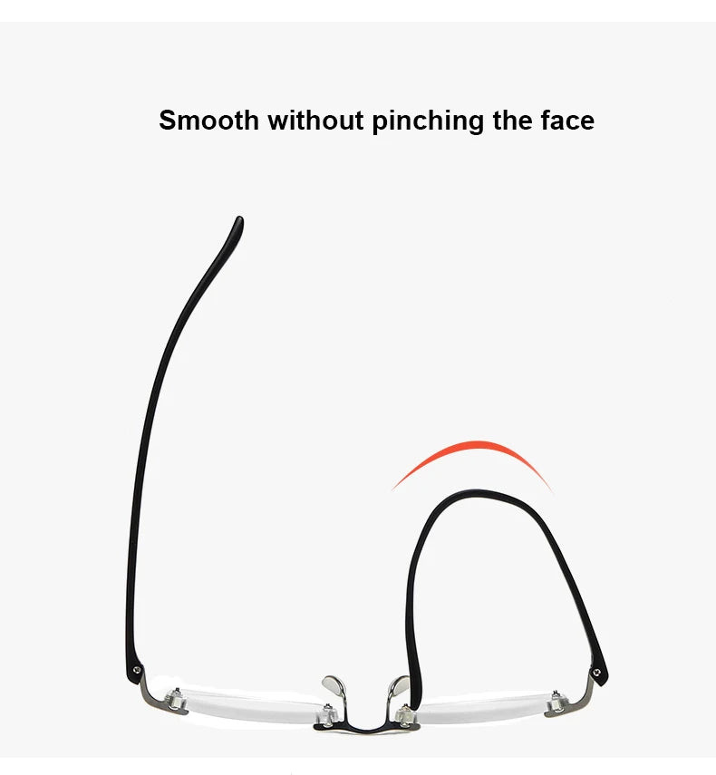Men TR90 Rimless Reading Glasses Prescription Presbyopic Glasses Women Dioptric Lenses Eyeglasses Blue Light Blcoking Eyewear