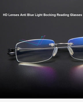 Men TR90 Rimless Reading Glasses Prescription Presbyopic Glasses Women Dioptric Lenses Eyeglasses Blue Light Blcoking Eyewear