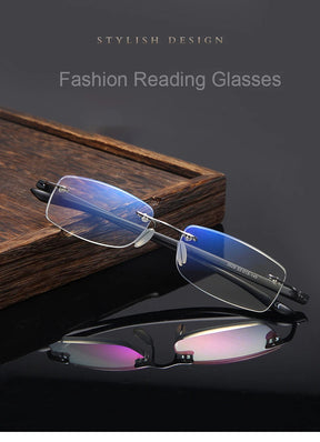 Men TR90 Rimless Reading Glasses Prescription Presbyopic Glasses Women Dioptric Lenses Eyeglasses Blue Light Blcoking Eyewear